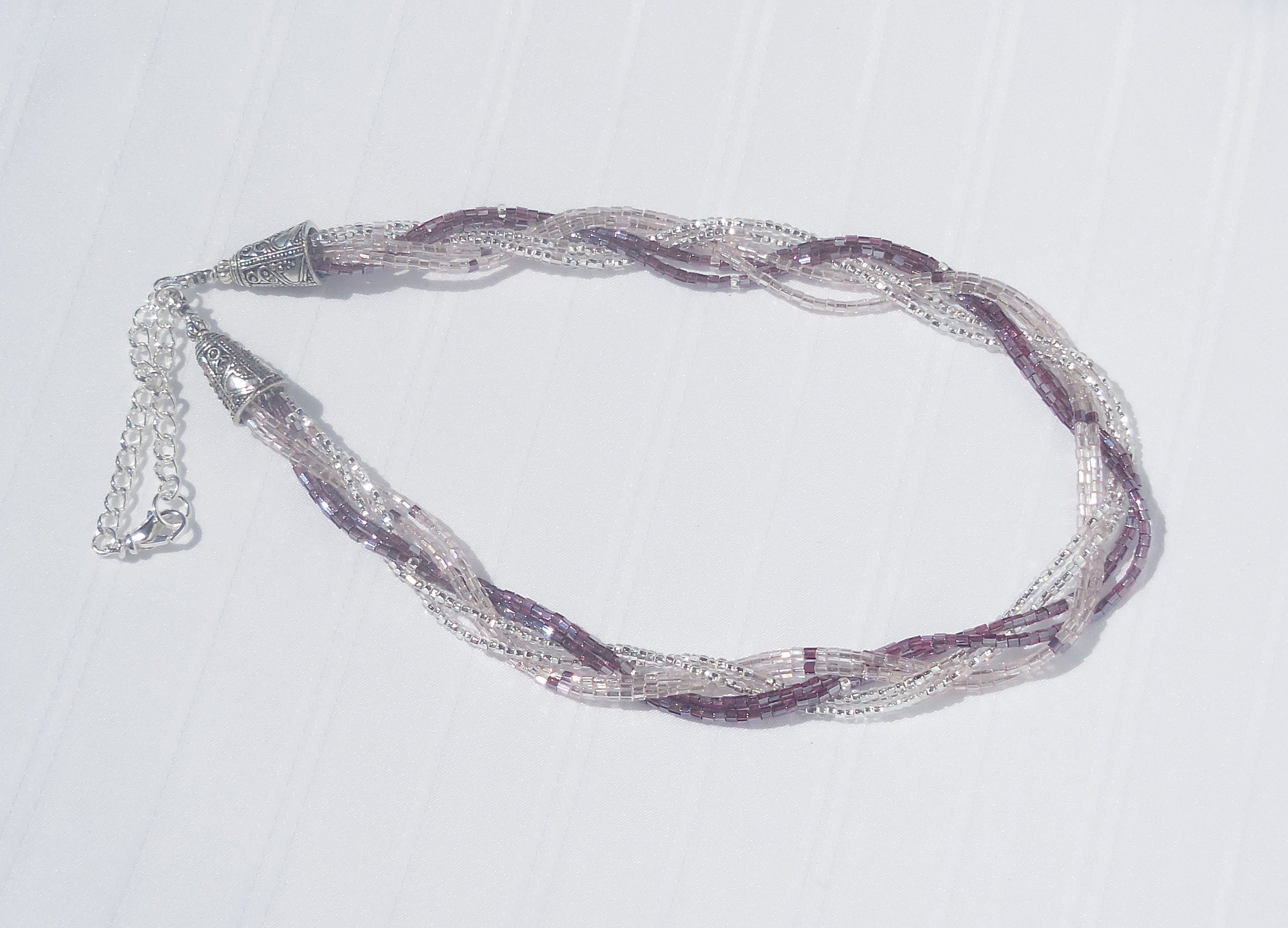 Braided Glass Seed Bead Necklace Etsy