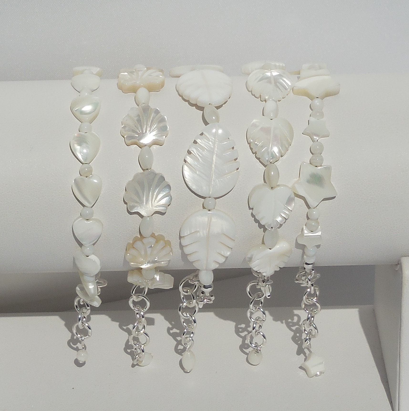 White mother of pearl bracelets