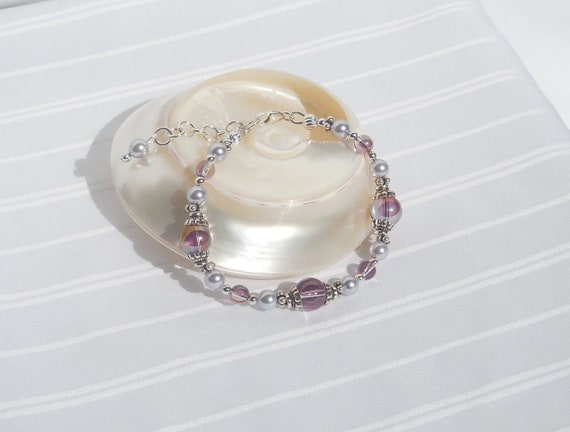 Swarovski Lavender Pearl and Crystal and Sterling Silver - Etsy