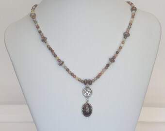 Botswana agate and sterling silver necklace