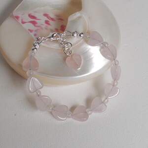 Rose quartz heart bracelet