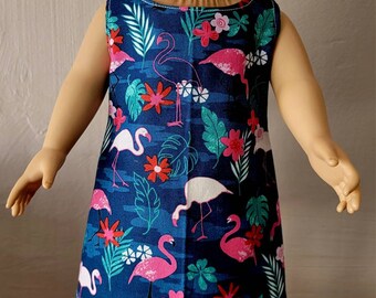 18" Doll Dress, Flamingo Doll Dress, 18" Doll Clothes, doll dress, doll clothes