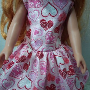 Wellie Wisher Doll Dress, 14 Doll Dress, AG Doll Dress, Heart Doll Dress, 14 Doll Clothes, Wellie Wisher Doll Clothes, Valentines dress image 2