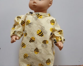 Bee Nightgown for Bitty Baby Dolls, Bee Nightgown for 15-16" Dolls, Bitty Baby PJ's, Bitty Baby Nightgown, 15-16" Doll Pajamas