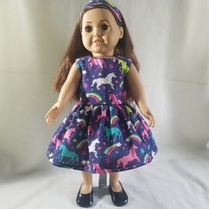 18" Doll  Dress, AG Doll Dress, Unicorn Doll  Dress, 18" Doll Clothes, American Girl Doll Clothes