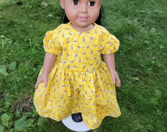 American Girl Doll Dress, 18" Doll  Dress, AG Doll Dress, Bee Doll  Dress, 18" Doll Clothes, American Girl Doll Clothes, Doll Dress