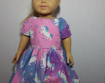 18" Doll  Dress, AG Doll Dress, Unicorn Doll  Dress, 18" Doll Clothes, American Girl Doll Clothes,