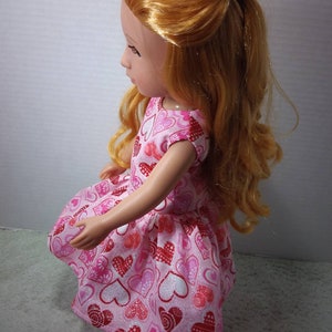 Wellie Wisher Doll Dress, 14 Doll Dress, AG Doll Dress, Heart Doll Dress, 14 Doll Clothes, Wellie Wisher Doll Clothes, Valentines dress image 5