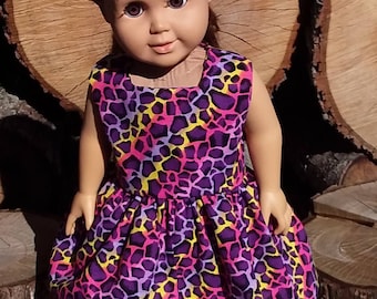 18" Doll  Dress, AG Doll Dress, Cheetah Print Doll  Dress, 18" Doll Clothes, American Girl Doll Clothes, America Girl Doll Dress, Doll Dress