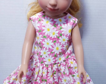 Wellie Wisher Doll Dress, 14" Doll  Dress, AG Doll Dress, Flower Doll Dress, 14-14.5" Doll Clothes, American Girl Doll Clothes, Doll Dress