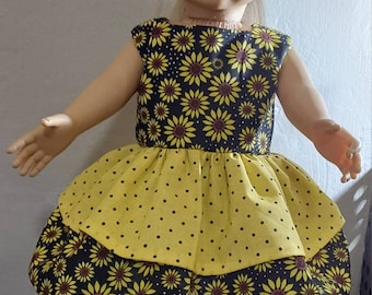 Sunflower Dress, American Girl Doll Dress, 18" Doll Dress, Sunflower Doll Dress, AG Dress, 18" doll clothes, American girl doll clothes