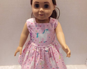 Unicorn Dress for American Girl Dolls, American Girl Doll  Dress, AG Doll Dress, Unicorn Doll  Dress, AG Doll Clothes, 18" Doll Clothes