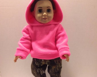 Pink Sweatshirt and Camo Pants to fit America Girl Dolls or other 18" Dolls, Doll Clothes, Doll Outfit,  AG Doll Clothes, American Girl Doll