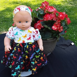 Bitty Baby Doll Dress, 15&quot; Doll  Dress, AG Doll Dress, Unicorn Doll  Dress, 15&quot; Doll Clothes, American Girl Doll Clothes, Bitty Baby Unicorn