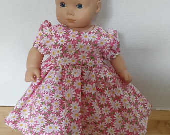 Bitty Baby Doll Dress, 15" Doll  Dress, AG Doll Dress, Flower Doll  Dress, 15" Doll Clothes, American Girl Doll Clothes, Bitty Baby Dress