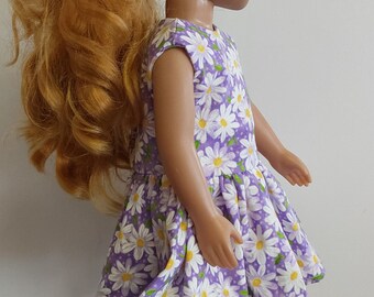 Doll Dress, 14" Doll  Dress, Flower Doll  Dress, 14" Doll Clothes, American Girl Doll Clothes, Dress that fit dolls like Wellie Wishers