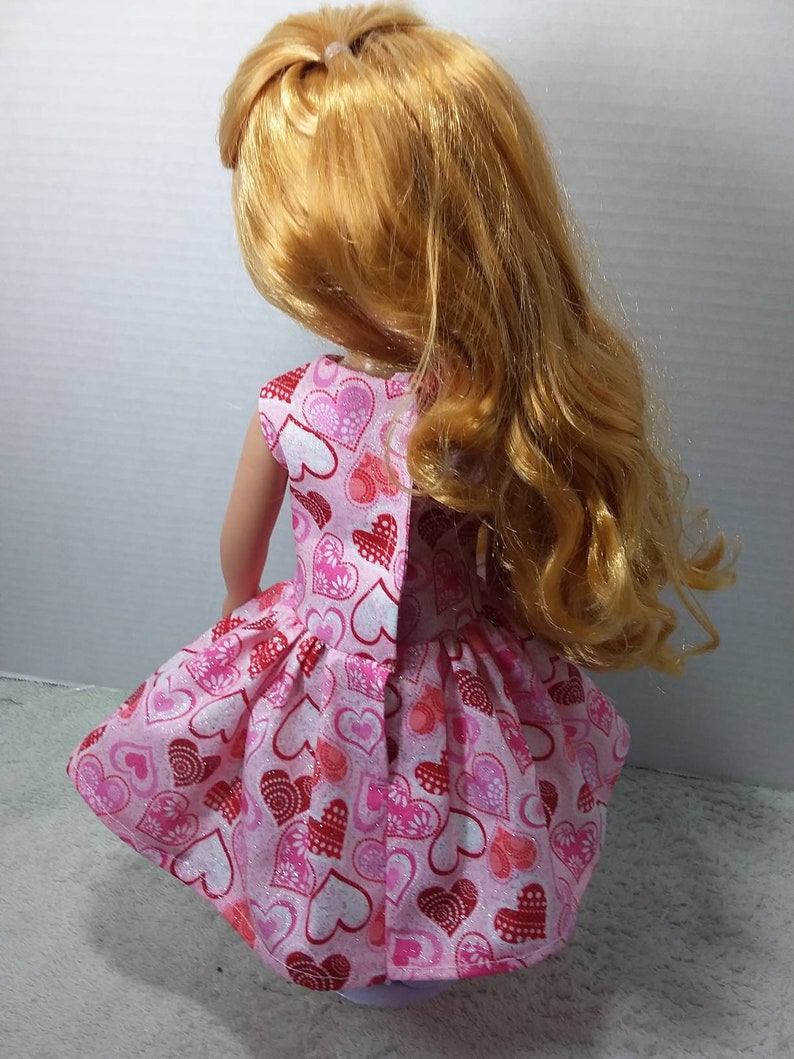 Wellie Wisher Doll Dress, 14 Doll Dress, AG Doll Dress, Heart Doll Dress, 14 Doll Clothes, Wellie Wisher Doll Clothes, Valentines dress image 4