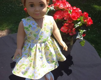 American Girl Doll Dress, 18" Doll Dress, Flower Sundress, AG Doll Dress, Flower Doll Dress, Doll Dress, 18" Doll Clothes,  AG Doll Clothes