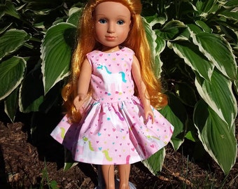 Wellie Wisher Doll  Dress, AG Doll Dress, Unicorn Doll  Dress, Wellie Wisher Doll Clothes, 14" Doll Clothes