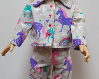 18" Doll  Pajamas, AG Doll Pajamas, Unicorn Doll  PJ's, 18" Doll Clothes, American Girl Doll Clothes
