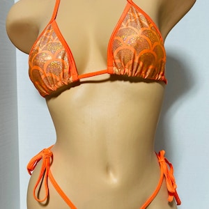READY TO SHIP-Sparkle mermaid tie bikini-Exotic Dancewear-Exotic Dancer Outfits-Stripper Outfits