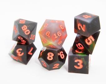 Color Changing Cola - Hand-made, Sharp-edge dice set of 7 for RPG, D&D, DnD