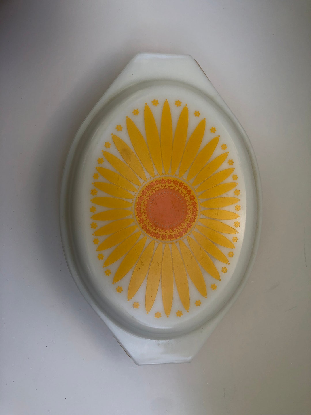 Vintage Pyrex Sunflower Yellow Divided Casserole Dish Etsy