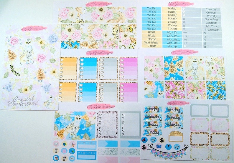 7 Sheet Weekly Planner Sticker Kit for use with ERIN CONDREN LIFEPLANNER\u2122 Wintersleep Planner Stickers