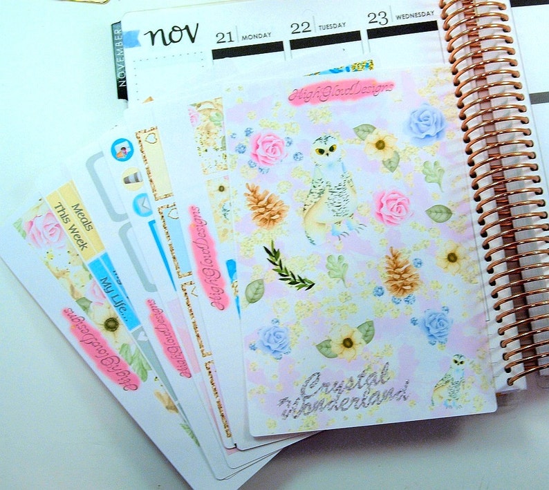 7 Sheet Weekly Planner Sticker Kit for use with ERIN CONDREN LIFEPLANNER\u2122 Wintersleep Planner Stickers