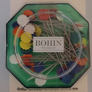 Quilting Pins, Heat Resistant Flower Head Pins, Long 2" Length, Do Not Melt When Ironing, 50 Assorted Mixed Colors