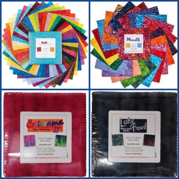 Batik Charm Packs, U-Pick from 4 Design Lines, Bali Batik 5" x 5" Quilting Squares, 100% Cotton