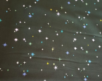 Stars on Dark Green, 100% Quilt Shop Quality Cotton, Sold by the Half-Yard