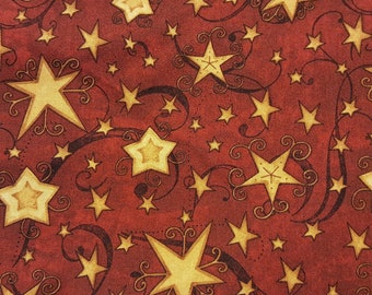 Stars on Red, Mottled Background, Sold by the Half-Yard, 100% QSQ Cotton by Wilmington Prints