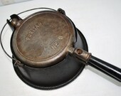 Antique PURITAN No 8 Cast Iron Waffle Maker w Base Vintage Cast Iron Cookware Old