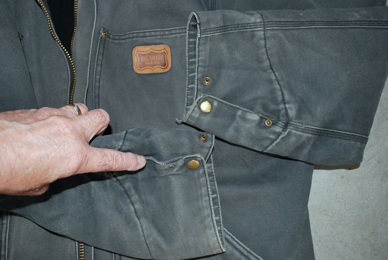 LARGE Size Big Smith Heavy Duty Canvas Green Construction Work Coat Jacket Lined