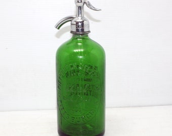 GREEN Seltzer Bottle Vintage 