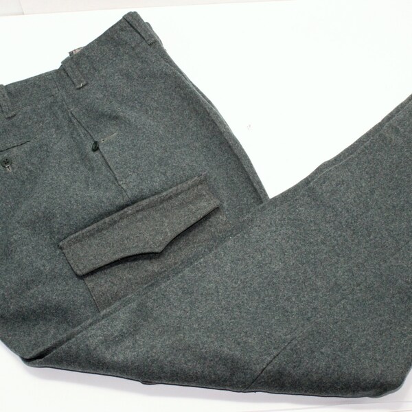 Vintage German Army Wool Pants~ Marquardt & Shulz ~ Blue/Grey 37-29 ~ Pleated ~ Button Fly ~ Nice!