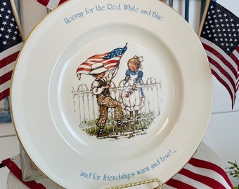 Friend Gift For Friend Mom Gift Cheer Up Gift A Grand Old Day For Being Happy Patriotic Inspirational Gift Vintage Holly Hobbie Plate