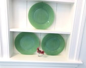 Jadeite Dinner Plates - Set of 3 - Jane Ray Pattern - Beautiful Mint Green - Fire-King - Oven Ware - Classic Vintage - Farmhouse - Cottage