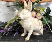 Vintage Bunny. Rabbit. Cast Iron. Coin Bank. White Rabbit. Bank. Flat Head Screw. 2 Part. Vintage Rabbit. White. Unmarked