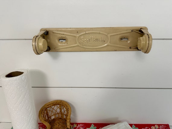 Vintage Metal Scott Paper Towel Holder Scottowels Scott Paper Co. 1940 s Butter Cream Color VGC Spring Wall Mount Kitchen Garage Bathroom Etsy