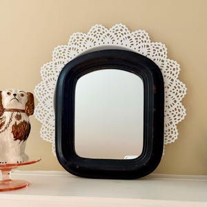 Antique Black Cottage Shaving Mirror Arched Wood Frame Primitive Farmhouse