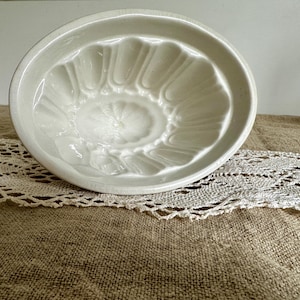 Vintage Green & Co. Ironstone Pudding Mold: Fluted White Pottery