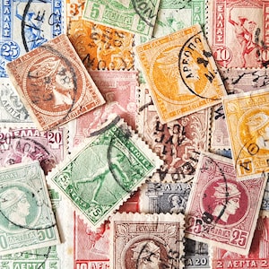 ENVÍO GRATIS; 25 sellos postales antiguos/clásicos de GRECIA de más de 100 años emitidos entre los años 1880 y 1911