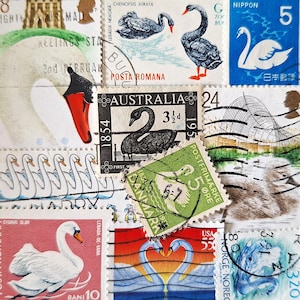 ENVÍO GRATUITO; 11 sellos postales vintage diferentes de todo el mundo de SWAN para coleccionar, hacer manualidades, álbumes de recortes, etc.