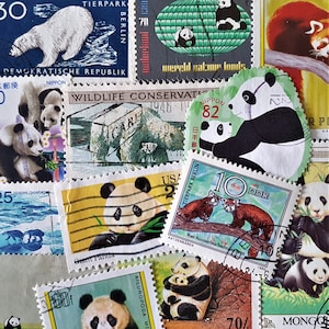 ENVÍO GRATIS; 15 sellos postales de PANDA / oso polar de todo el mundo para coleccionar, hacer manualidades, álbumes de recortes, técnicas mixtas, etc.