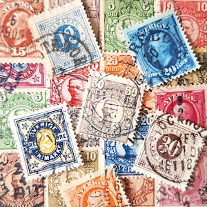 ENVÍO GRATIS ; 25 SUECIA utilizó sellos postales clásicos / antiguos de más de 100 años emitidos en el período 1877 - 1921 .
