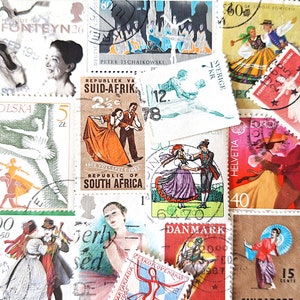ENVÍO GRATIS ; 25 sellos postales vintage de BALLET / Dance en todo el mundo para coleccionar, elaborar, álbumes de recortes, collages, técnicas mixtas, etc.