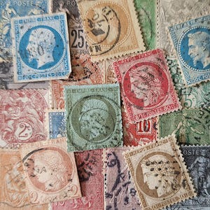 GRATIS VERZENDING; 25 FRANKRIJK / Franse klassieke antieke postzegels van meer dan 120 jaar oud, uitgegeven tussen 1854 - 1903