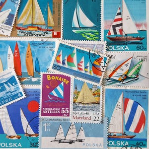 ENVÍO GRATIS; 25 sellos postales deportivos de VELA para coleccionar, hacer manualidades, álbumes de recortes, collages, técnicas mixtas, etc.